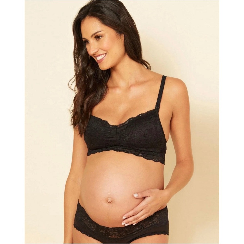 Cosabella Black Lace Nursing Bra Maternity Mommie Bralette Size L